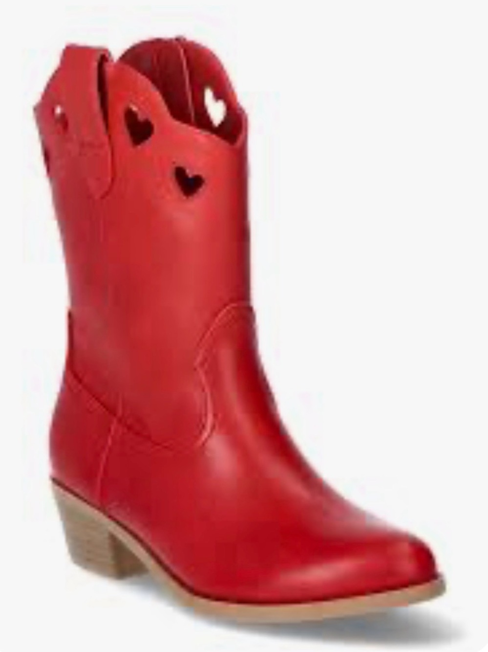 Wonder Nation Girls Red Heart Cutout Cowgirl Western Boots, Size 2 - Picture 2 of 11